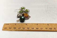 Vintage Sterling Silver 925 Sorrento Jade Tiger’s Eye Pearl Lot of 3