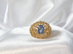 Ross Simons Sterling Silver 925 Gold on Simulated Tanzanite Filigree Ring Size 6