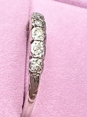 Belais Antique Art Deco 18k White Gold and Diamond Wedding Band Inscribed Sz 8