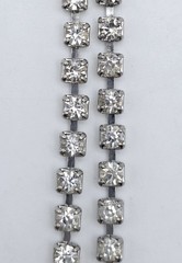 Vintage Silver Tone Crystal Rhinestone Choker Necklace Prong Set Glamour Formal