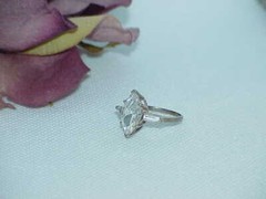 Sterling Ring 3.00ct Marquise & Baguette Solitaire Sz5.5 2.7Gr Vintg engagement