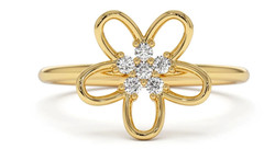 0.24TCW Round Cut White Moissanite Flower Shaped Wedding Ring 10K Yellow Gold FN