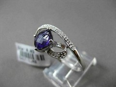ESTATE LARGE 1.52CTW DIAMOND & AAA AMETHYST 14KT WHITE GOLD FLOATING 3D RING