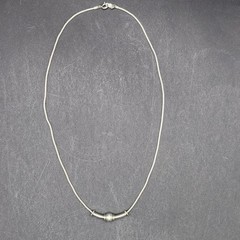 Cape Cod Style Necklace .925 Sterling Tube & Ball On A 18in Snake Chain Vintage