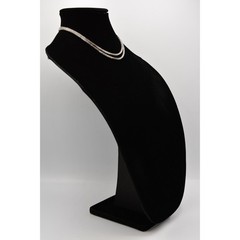 Vintage Chain Necklace Collar Boxed Double Layered Silver Tone Shiny 1980s 9J