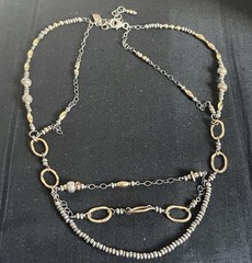 Gorgeous Vintage J & I 925 Sterling Silver Gold Filled Two Tone Necklace