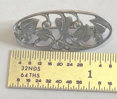 Vintage Sterling Silver Ivy Leaves Berries Brooch Pin Signed 