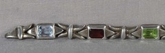 Vintage sterling silver BRACELET 6 different semiprecious stones marked RDC