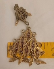 Earrings Clip On Jerusalem 935 Silver Dangle Filigree /Cannetille /antique