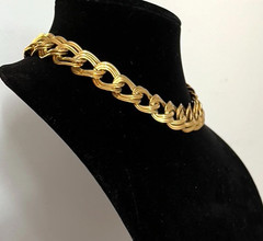 ANNE KLEIN Signed GOLD TONE DOUBLE-LINK CHAIN 15″ STATEMENT CHOKER NECKLACE!