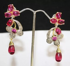 5.50ct Rose Cut Diamond 925 Sterling Silver Ruby Victorian Look Necklace Set