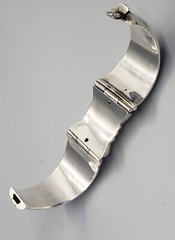 Rare Vintage Art Deco Sterling Silver Heavy Hinged Bangle Bracelet 74+ grams