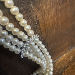 18K White Gold Diamond Filigree Pearl Necklace 15–16” 40g 750 Marked