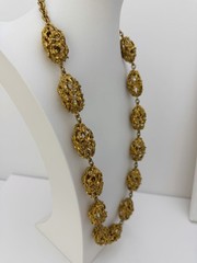 Vintage Chunky Gold Tone Necklace Runway Statement HUGE Heavy Nuggets Brutalist
