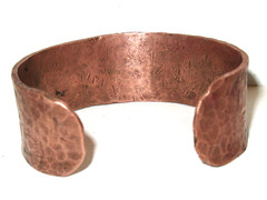 Vintage Rustic Copper Open Cuff Bracelet Hand Forged Hammered Copper 1″ Wide