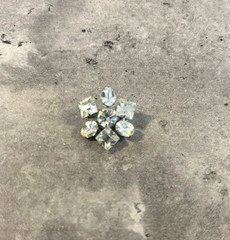 Vintage lot of 2 Rhinestone Flower Brooch Silver Tone Floral