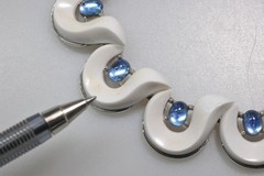 Vtg Trifari Choker Necklace white blue silver tone Santa Anita signed BB19