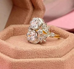 3Ct Art Deco Style Round Cut Lab Created Diamond Anniversary 14K Gold FN Ring