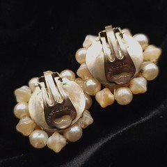 VINTAGE BEADED CLIP ON EARRINGS LOT ONE SIGNED WEST GERMANY