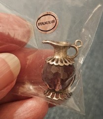 Vintage 7/8″ Sterling Silver Burgundy Crystal Pitcher Charm