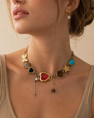 Vintage Gold Red Heart Retro Faux Y2K Watch Choker Necklace