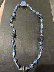 Vintage Necklace 21 In Blue Glass Beads