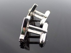 Vintage Swank Signed Geometric Triangle Cufflinks Silver Tone Mid Century