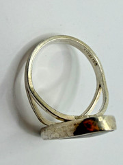 VINTAGE MOTHER OF PEARL RING SIZE 6.25 MARKED 925 STERLING SILVER JEWELRY OVAL