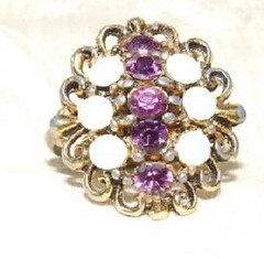 Vintage 1950s UNCAS Mfg Co COCKTAIL RING Faux Amethyst and Auroras Providence RI