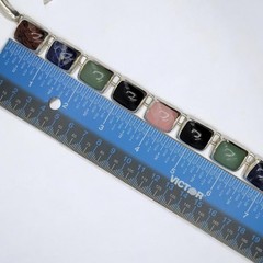 Estate Statement Taxco TZ-17 Sterling Silver Multi Stone Necklace 101g Rainbow