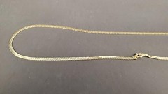 Vintage Signed Korea Flat Herringbone Gold Tone 20” Necklace