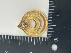 Vintage Gold Tone Post Earrings 1″ Concentric Ring Teardrop Textured