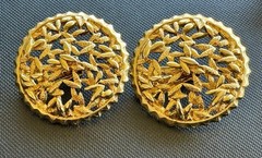 Vintage Bold Clip Earrings Chunky Runway Statement Gold Tone Button Textured 80s