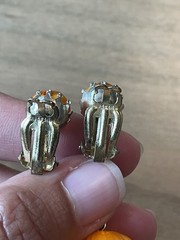 Lot Of 2-Vintage Dangle Drop Orange Clip on Earrings Stamped Japan