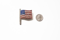 Vintage Rhinestone American Flag Pin Brooch – Red White Blue America 250
