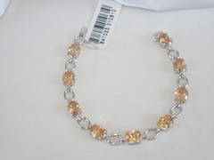 Vintage Sterling Silver 925 Gemstone Tennis Station Bracelet Fits 7″