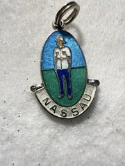 Vintage Sterling Silver Nassau Bahamas Enamel Travel Souvenir Bracelet Charm