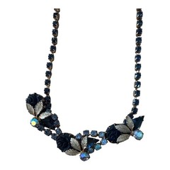 Rare Vintage *Unconfirmed Juliana DeLizza Blue Rhinestones w/molded leaf stones