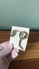 Vintage LISNER AB Rhinestone Clip On Earrings Blue Aurora Borealis 1”