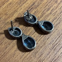 Vintage Double Tear Drop Dangle Blue Topaz Sterling Silver 925 Pierced Earrings