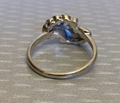 estate 14K White Gold Diamond Ring 50s MCM Swirl Natural 5-Stone .25ct size 7.5