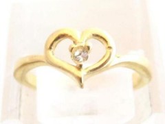 Vintage Heart Outline Clear Rhinestone Signed 14KT GE ESPO Gold Plated Ring