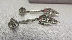 Art Deco Style Lab Created Ruby Diamond Anniversary 14k White Gold FN Earrings