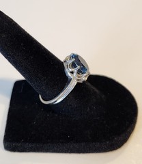 Vtg 10K White Multi Prong set 10 mm London Blue Topaz Ring Size ~6