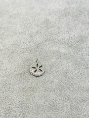 925 Sterling Silver Pave Rhinestone Sand Dollar Charm Pendant