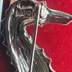 Vintage AAI Sea Horse Brooch Silver Tone Metal Green Yellow Enamel 2 1/4”