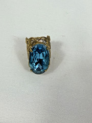 Vintage Gemstone Womens Ring Blue Gold Color Twisted Adjustable Band Jewelry