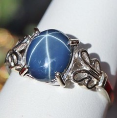 10k white gold ring 2.5ct natural blue star diffused sapphire sz 9 antique 3.4gr