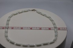 White and Clear Beaded Necklace Sterling Silver