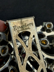 Very Large 1930s EISENBERG Original 3″ Crystal Rhinestone Fur Clip Brooch Signed